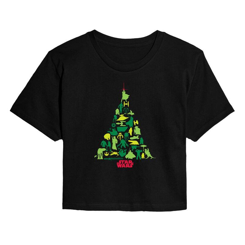 【送料無料】 スター ウォーズ レディース Tシャツ トップス Juniors' Star Wars Christmas Tree Silho..