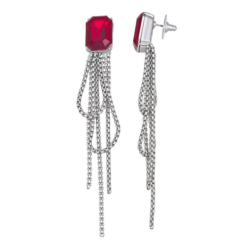 【送料無料】 ヴェラウォン レディース ピアス・イヤリング アクセサリー Simply Vera Vera Wang Silver Tone Chain Dangle Earrings Red
