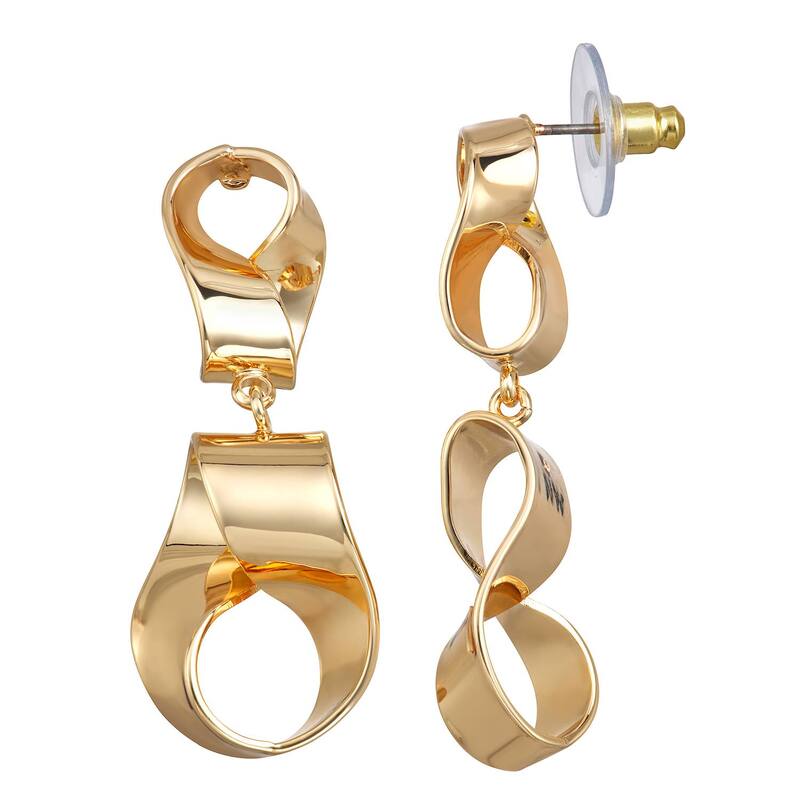 【送料無料】 ナインウェスト レディース ピアス・イヤリング アクセサリー Nine West Gold-Tone Sculpted Ribbon Double Drop Earrings Gold Tone