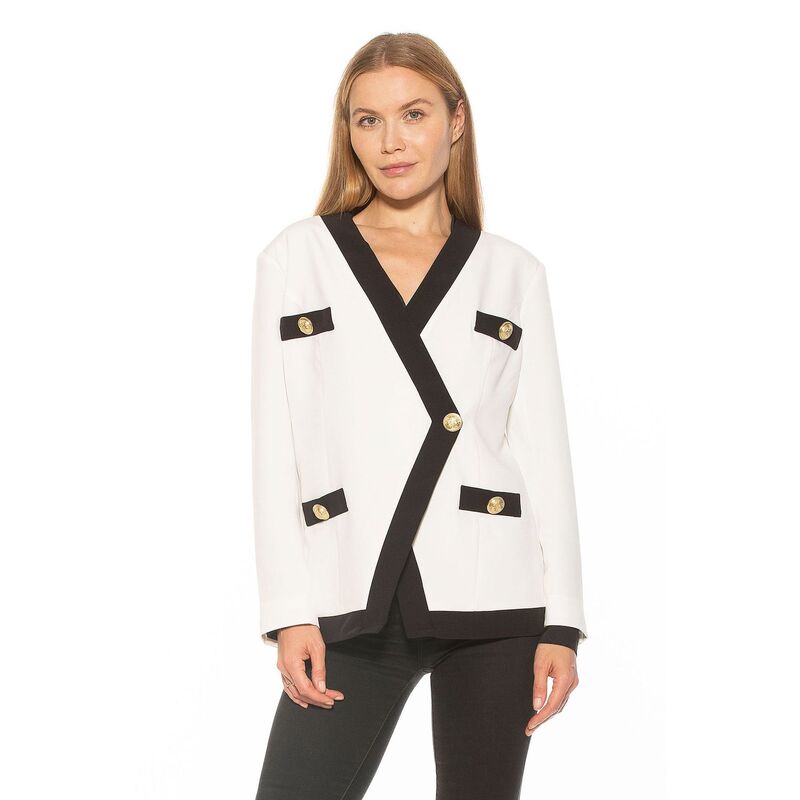 【送料無料】 アレクシアアドマー レディース ジャケット・ブルゾン アウター Women's ALEXIA ADMOR Emele Oversized Contrast Blazer Ivory Black