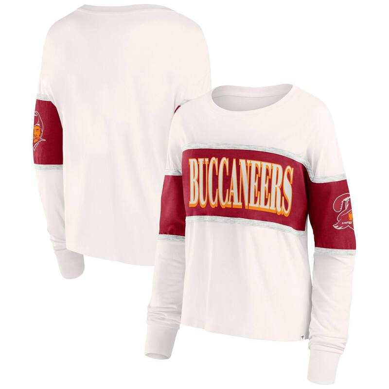 【送料無料】 ファナティクス レディース Tシャツ トップス Women's Fanatics Cream Tampa Bay Buccaneers Antique Block Long Sleeve T-Shirt Buc Beige