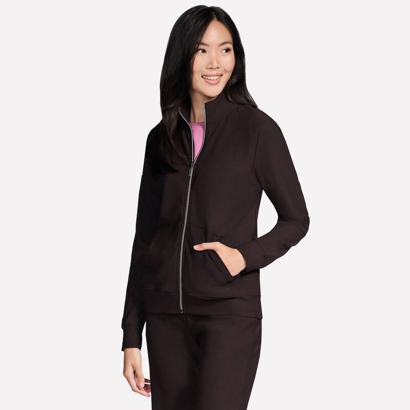 スケッチャーズ レディース アウター ジャケット・ブルゾン リブ Women'skechers GOLUXE Ribbed Full-Zip Jacket Dark Chocolate チョコレート