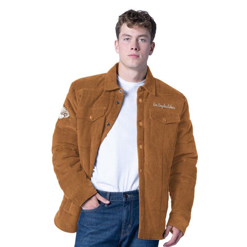 【送料無料】 カール バンクス メンズ ジャケット・ブルゾン アウター Men's G-III Sports by Carl Banks Tan Los Angeles Lakers Triumph Corduroy Chainstitch Quilted Full-Snap Jacket Lak Multi