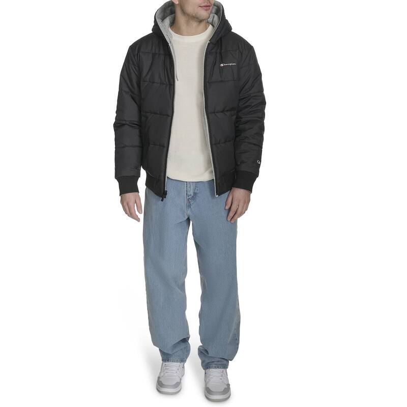 【送料無料】 チャンピオン メンズ ジャケット・ブルゾン アウター Men's Champion Reversible Puffer Jacket with Hood Navy