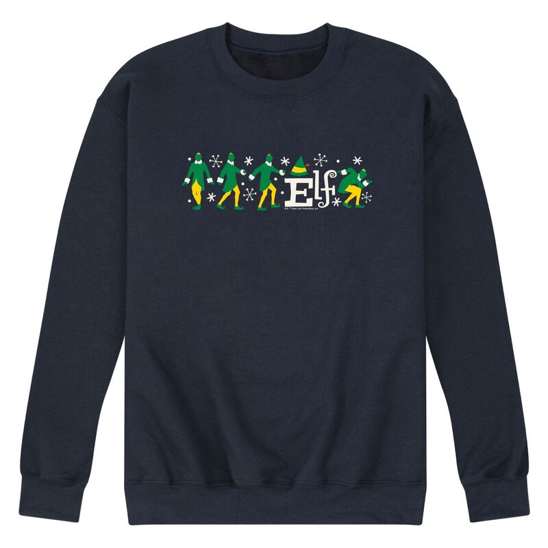 【送料無料】 ライセンス キャラクター メンズ Tシャツ トップス Men's Elf Poses Graphic Fleece Sweatshirt Navy