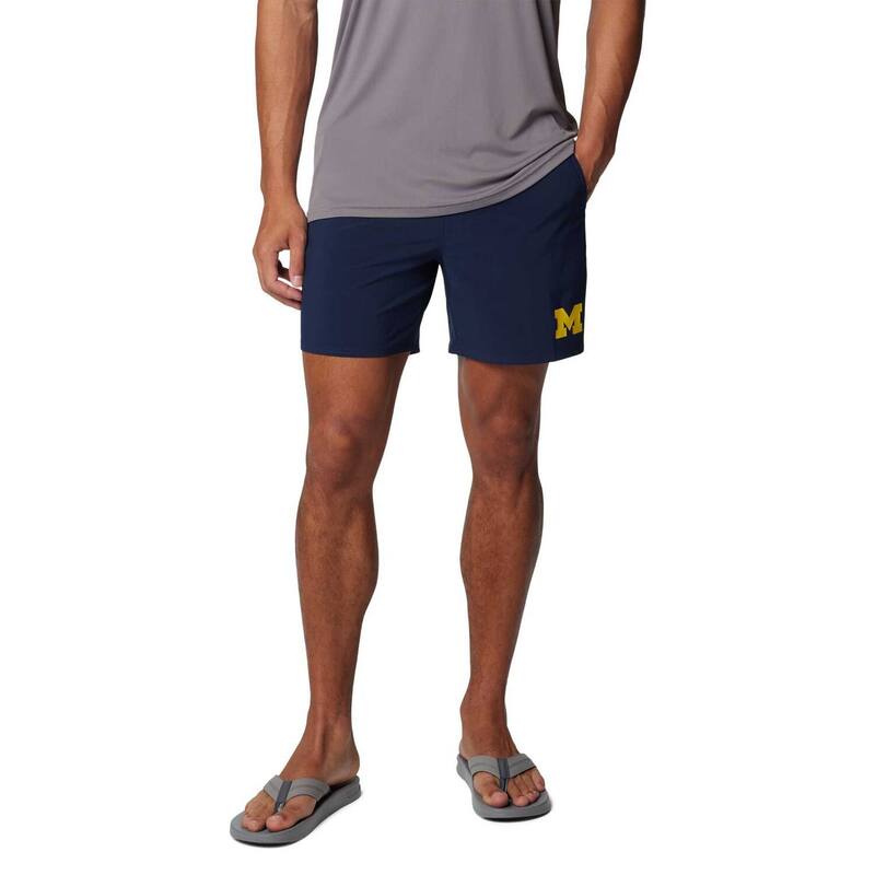【送料無料】 コロンビア メンズ ハーフパンツ・ショーツ ボトムス Men's Columbia Navy Michigan Wolverines PFG Terminal Roamer Omni-Shade Stretch Shorts Mic Navy