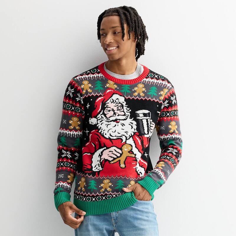 アニメキャラクター メンズ アウター ニット・セーター Licensed Character Men'santa Clause with Coo..