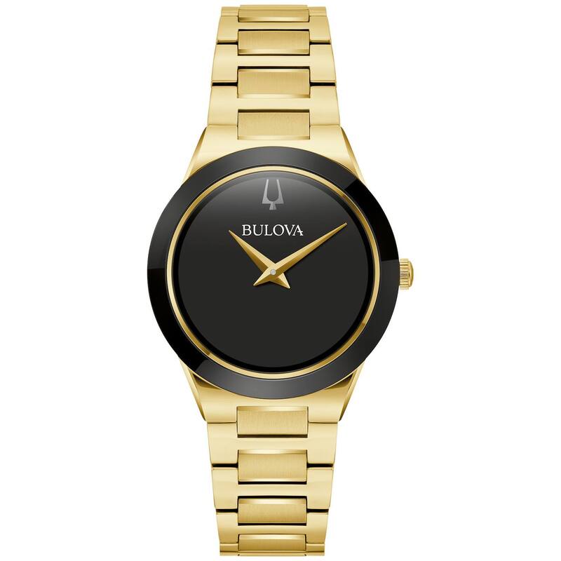 【送料無料】 ブロバ レディース 腕時計 アクセサリー Bulova Women's Modern Millenia Stainless Bracelet Watch Gold Tone Black