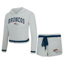【送料無料】 アンブランデッド レディース ナイトウェア アンダーウェア Women's Concepts Sport Gray Denver Broncos Whitley Long Sleeve Hoodie Top & Shorts Set Den Grey