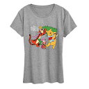 【送料無料】 ディズニー レディース Tシャツ トップス Women's Disney's Winnie The Pooh Christmas Tree Graphic Tee Heather Gray