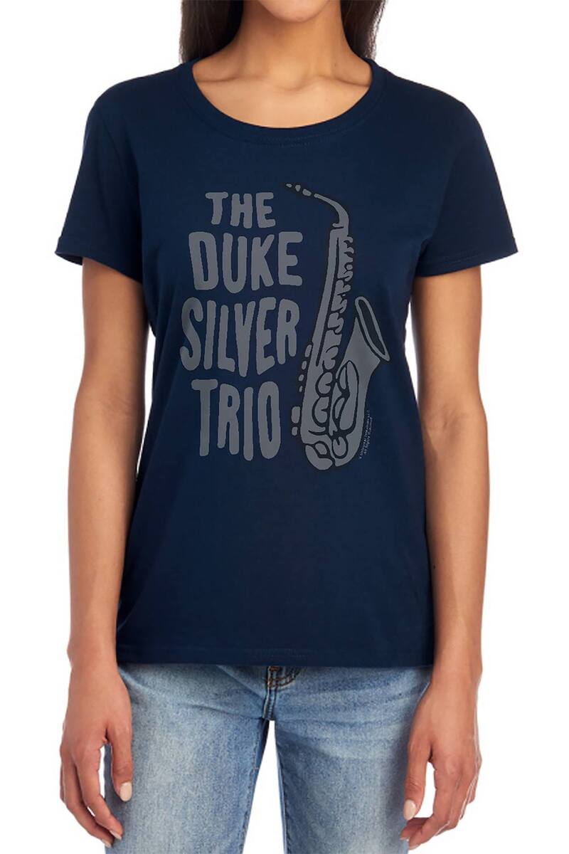 【送料無料】 ライセンス キャラクター レディース Tシャツ トップス Juniors' Parks And Rec The Duke Silver Trio Graphic Tee Navy
