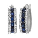 【送料無料】 アンブランデッド レディース ピアス・イヤリング アクセサリー Sterling Silver Lab-Created Blue and White Sapphire Hoop Earrings Blue