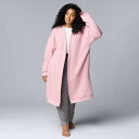 【送料無料】 ヴェラウォン レディース ナイトウェア アンダーウェア Plus Size Simply Vera Vera Wang Plush Sherpa Long Sleeve Open Front Cardigan Bleached Ptl Faux Fur
