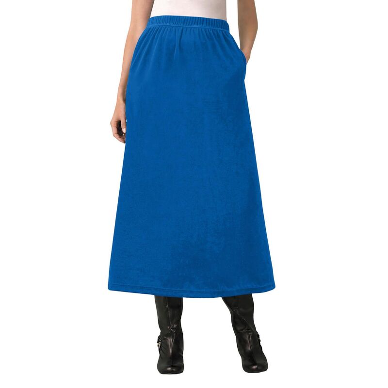 【送料無料】 ウーマン ウィズイン レディース スカート ボトムス Woman Within Plus Size Velour A-Line Skirt Deep Cobalt