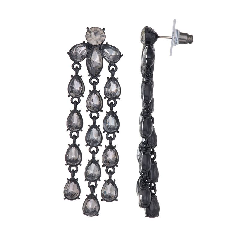 ヴェラウォン レディース アクセサリー ピアス・イヤリング Simply Vera Wang 3 Row Chandelier Post Earrings Black ブラック(4)