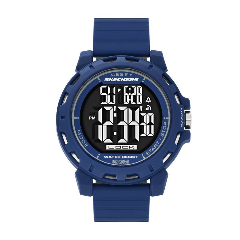 【送料無料】 スケッチャーズ メンズ 腕時計 アクセサリー Skechers Men's Silicone Strap Digital Sports Watch Blue Black