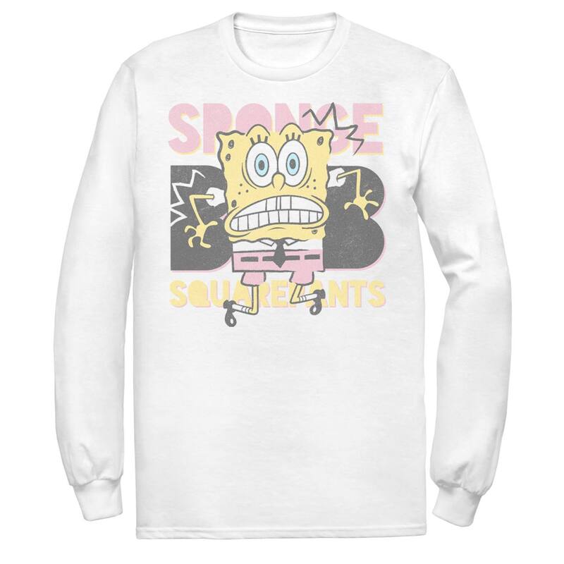 【送料無料】 アニメキャラクター メンズ Tシャツ トップス Men's SpongeBob SquarePants Scared Sponge Tee White