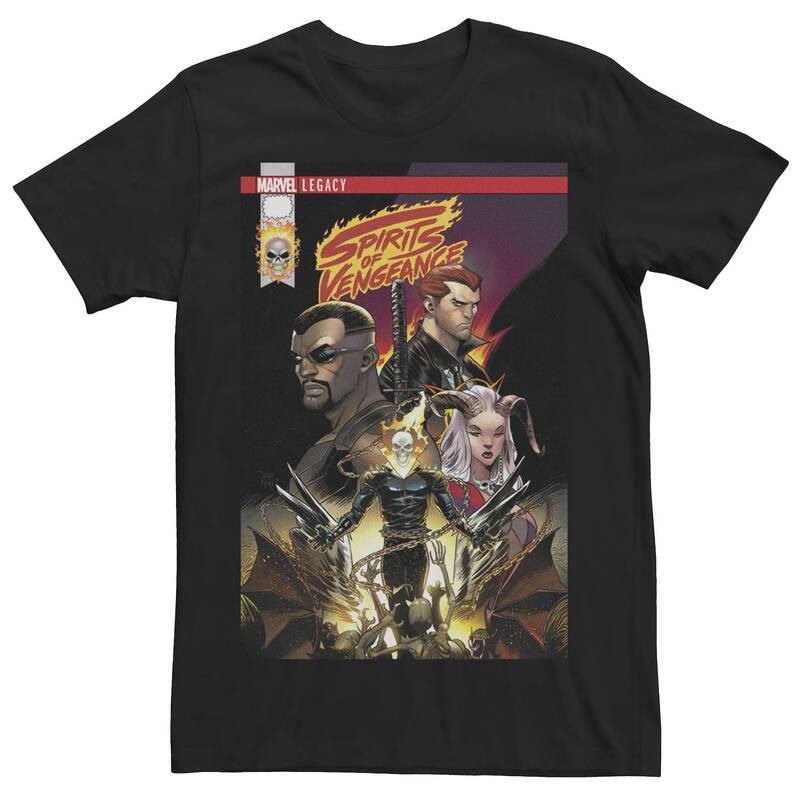 【送料無料】 アニメキャラクター メンズ Tシャツ トップス Men's Marvel Spirits Of Vengeance Legacy Comic Cover Tee Black
