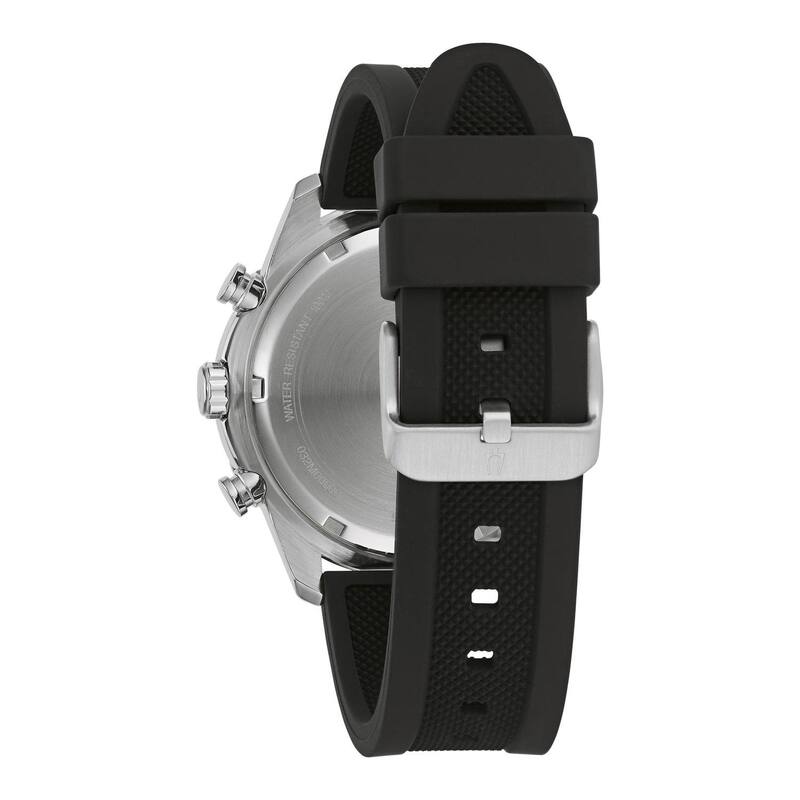 【送料無料】 ブロバ メンズ 腕時計 アクセサリー Bulova Men's Black Chronograph Silicone Strap Watch - 98A258 Black