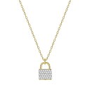 【送料無料】 アンブランデッド レディース ネックレス・チョーカー・ペンダントトップ アクセサリー 18K Gold Over Silver 1/10 Carat T.W. Diamond Lock Necklace Gold Tone