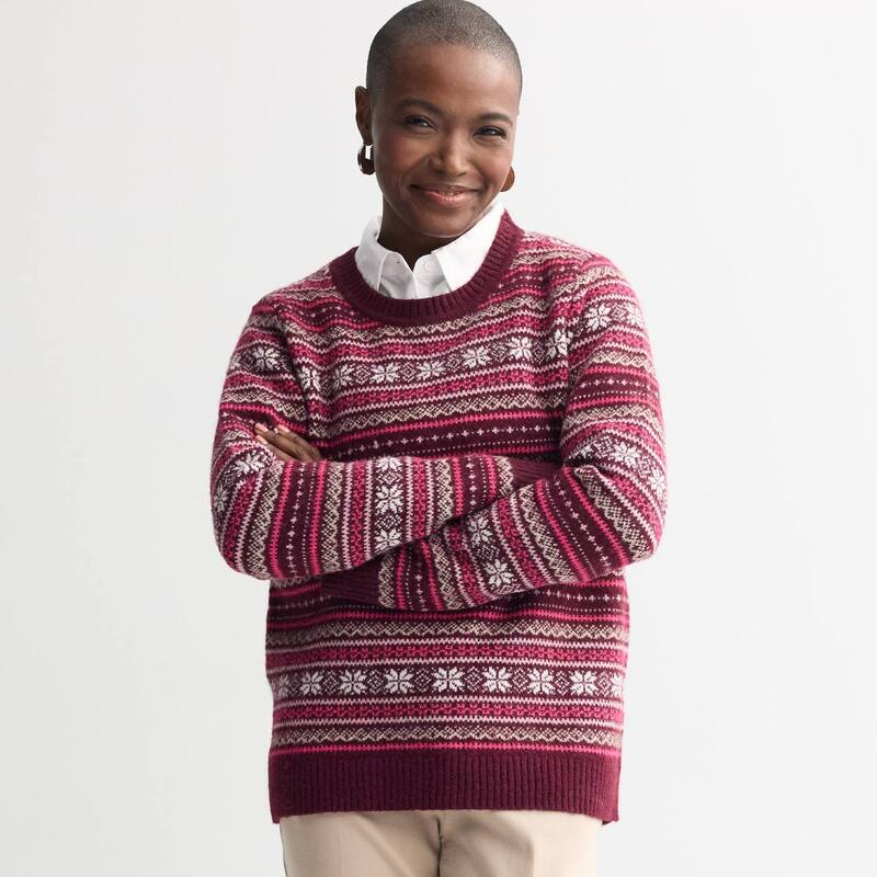ReVida ŷԾŹ㤨̵֡ եȡХ ǥ ˥åȡ  Women's Croft & Barrow Crewneck Knitted Sweater Berry Joy FairisleפβǤʤ9,480ߤˤʤޤ