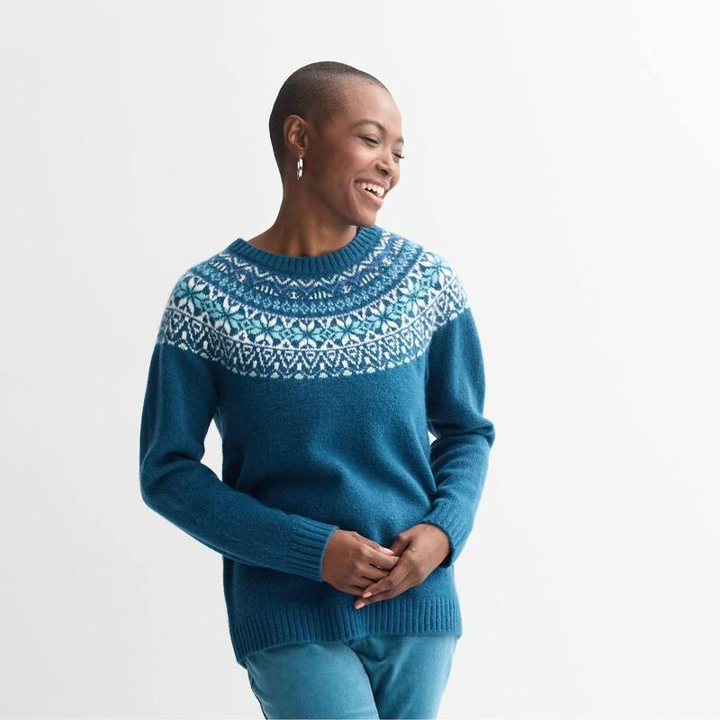 ReVida ŷԾŹ㤨̵֡ եȡХ ǥ ˥åȡ  Women's Croft & Barrow Crewneck Knitted Sweater Blue Fancy FairisleפβǤʤ9,480ߤˤʤޤ