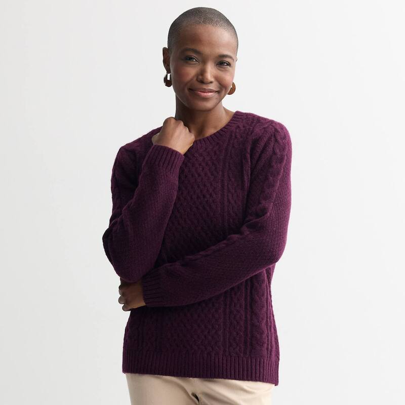 ReVida ŷԾŹ㤨̵֡ եȡХ ǥ ˥åȡ  Women's Croft & Barrow Crewneck Knitted Sweater PlumפβǤʤ9,480ߤˤʤޤ