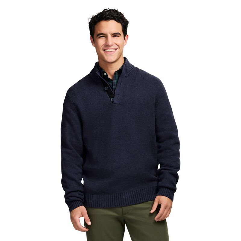 アイゾッド メンズ アウター ニット・セーター Men's IZOD Holiday Button Mock Sweater Navy ネイビー(4)