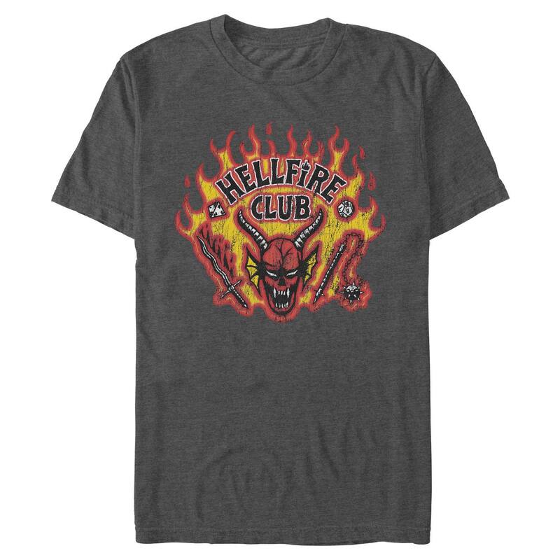 アニメキャラクター メンズ トップス Tシャツ トール グラフィック Licensed Character Big & Tall Stranger Things Hellfire Club Graphic Tee Charcoal Heather チャコール