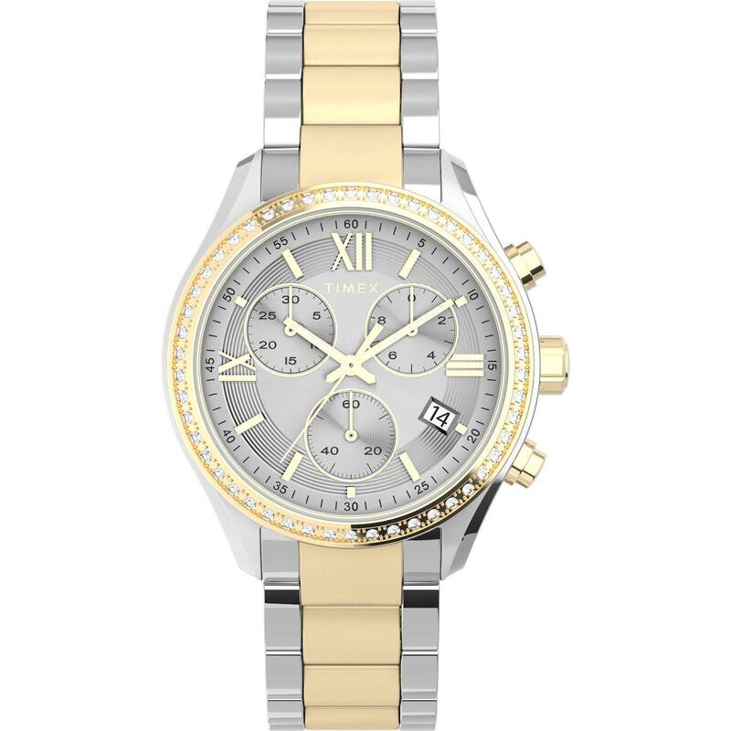 【送料無料】 タイメックス レディース 腕時計 アクセサリー Timex Women's Chronograph Crystal Accents Bracelet Watch - TW2V57700 Silver
