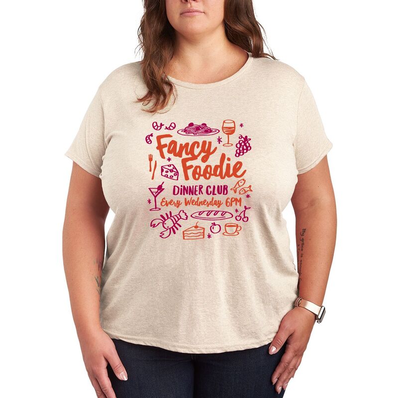 【送料無料】 アニメキャラクター レディース Tシャツ トップス Plus Size Fancy Foodie Dinner Club G..