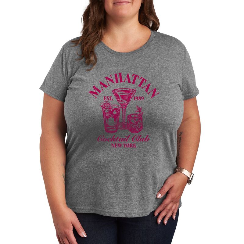 【送料無料】 アニメキャラクター レディース Tシャツ トップス Plus Size Manhattan Cocktail Club Gr..