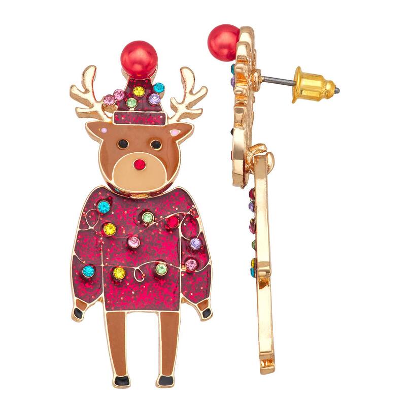 アンブランデッド レディース アクセサリー ピアス・イヤリング セーター Unbranded Gold Tone Reindee..