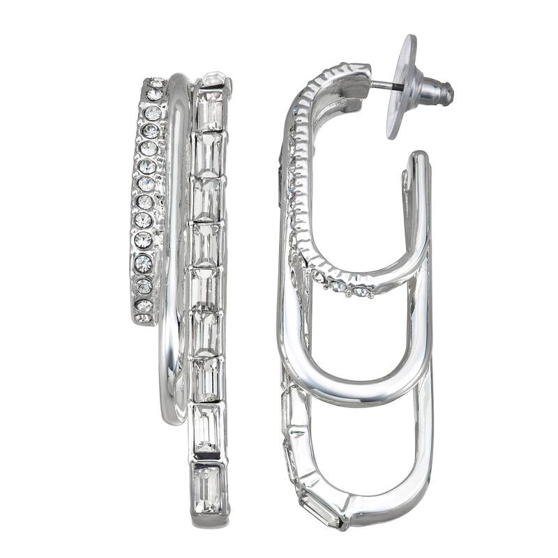【送料無料】 ナインウェスト レディース ピアス・イヤリング アクセサリー Nine West Silver Tone Triple Hoop Earrings Silver Tone(4)