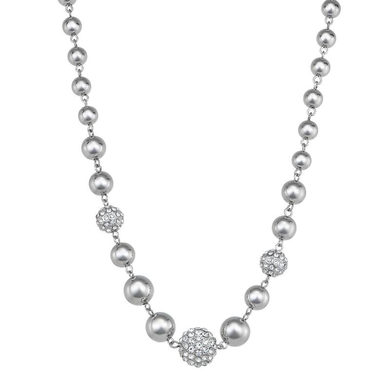 【送料無料】 ヴェラウォン レディース ネックレス・チョーカー・ペンダントトップ アクセサリー Simply Vera Vera Wang Silver Tone Pave Crystal Fireball Collar Necklace Clear