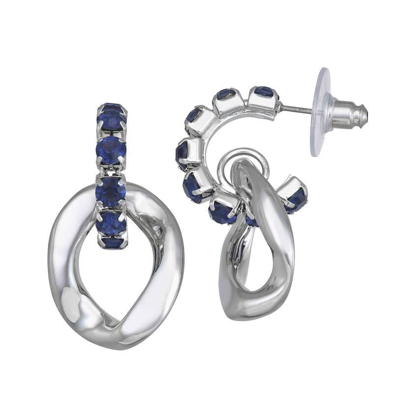 ヴェラウォン レディース アクセサリー ピアス・イヤリング Simply Vera Wang Silver Tone C-Hoop with Drop Earrings Blue ブルー