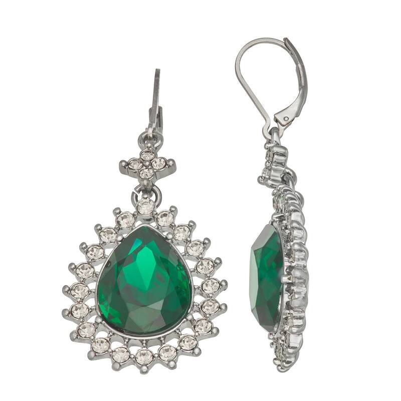 【送料無料】 ヴェラウォン レディース ピアス・イヤリング アクセサリー Simply Vera Vera Wang Jet Tone Halo Leverback Drop Earrings Green