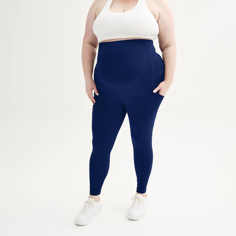 【送料無料】 Tek Gear レディース カジュアルパンツ ボトムス Plus Size Maternity Tek Gear Ultrastretch 7/8th Leggings Navy Romance