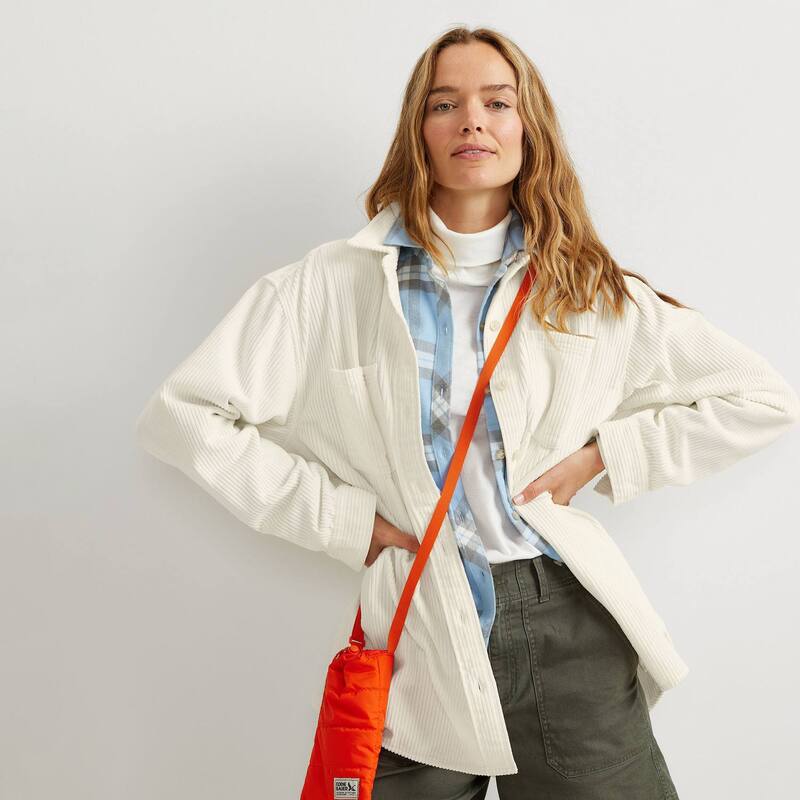 楽天ReVida 楽天市場店エディー バウアー レディース トップス シャツ コーデュロイ Women's Eddie Bauer Madison Valley Corduroy Overshirt Ivory アイボリー