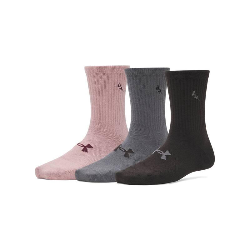 アンダーアーマー レディース アンダーウェア 靴下 Women's Under Armour 3-pc. Mid Crew Sockset Blac..