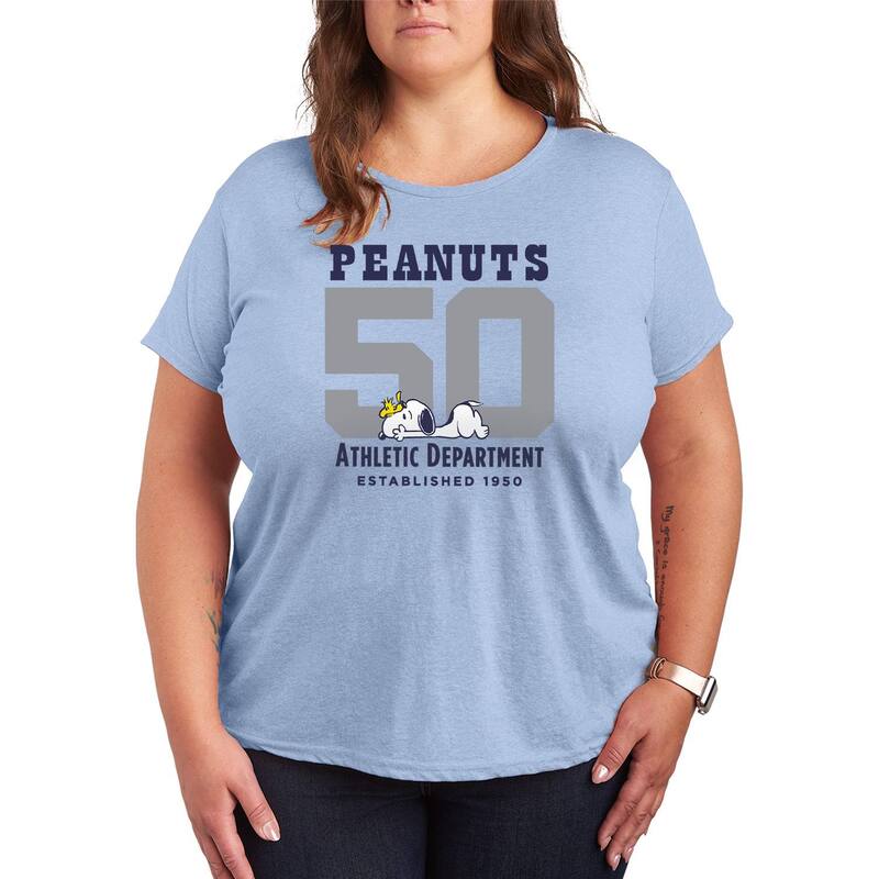 ReVida ŷԾŹ㤨֥˥ᥭ饯 ǥ ȥåץ T ץ饹 եå Licensed Character Plusize Peanuts Athletic Department Est. 1950 Graphic Tee Heather Chambray Blue إפβǤʤ7,980ߤˤʤޤ