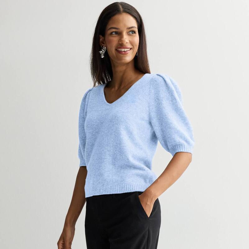 ナインウェスト レディース アウター ニット・セーター Vネック Women's Nine West V-Neck Puff Sleeve..