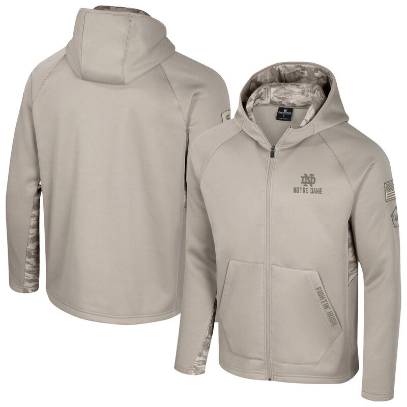 コロシアム メンズ トップス Tシャツ パーカー Men's Colosseum Oatmeal Notre Dame Fighting Irish Operation Hatrick Battalion Full-Zip Hoodie Ntd Multi マルチカラー