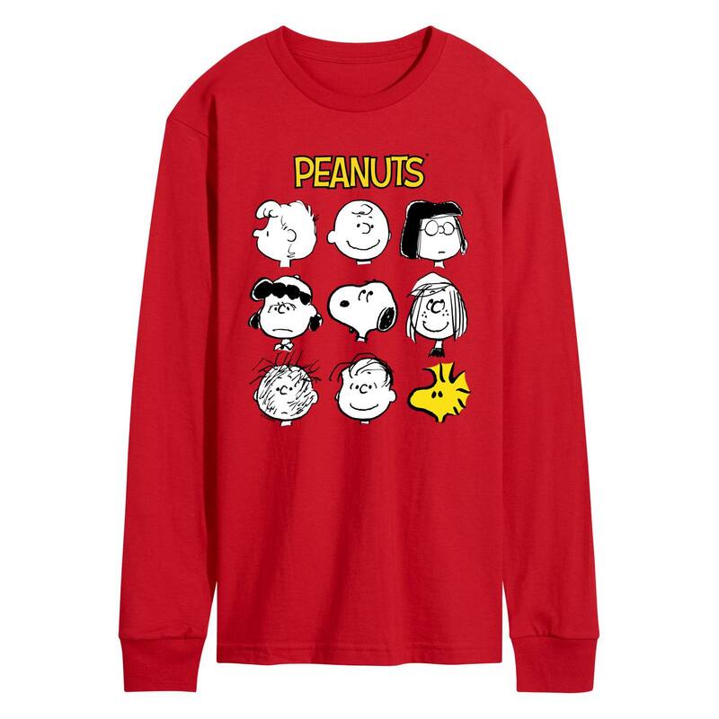 アニメキャラクター メンズ トップス Tシャツ グラフィック Licensed Character Men's Peanuts Faces Of Peanuts Long Sleeve Graphic Tee Red レッド(4)