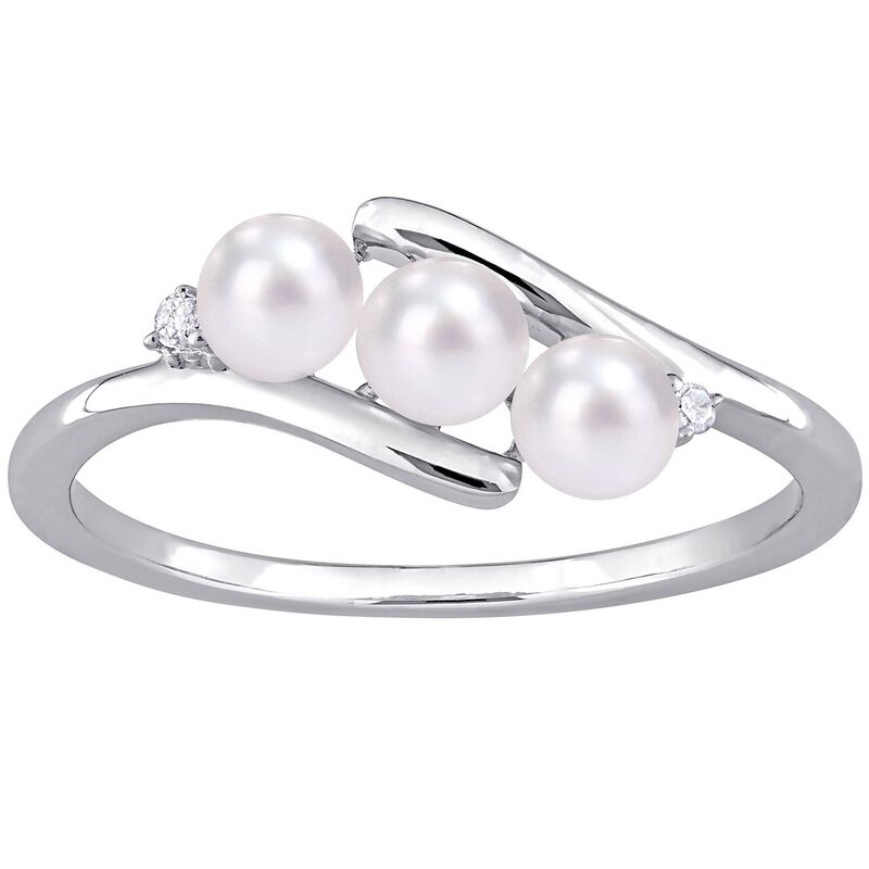 ステラ グレース レディース アクセサリー リング Stella Grace Sterling Silver Freshwater Cultured Pearl & Diamond Accent Bypass Ring Sterling Silver シルバー(4)