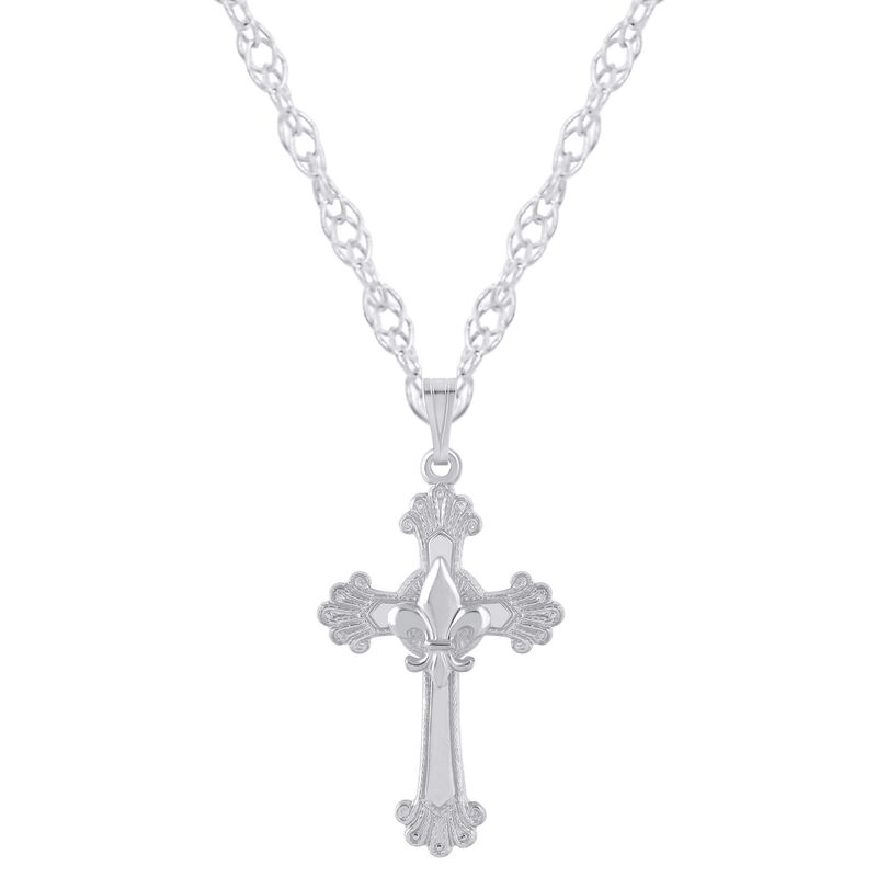 【送料無料】 アンブランデッド レディース ネックレス・チョーカー・ペンダントトップ アクセサリー Sterling Silver Fleur De Lis Cross Pendant Necklace Sterling
