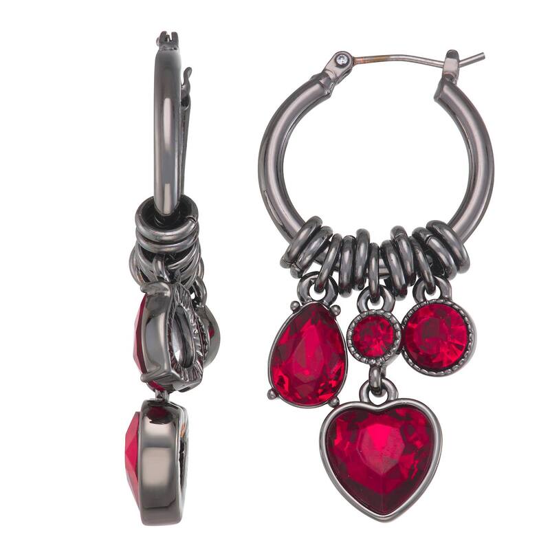ヴェラウォン レディース アクセサリー ピアス・イヤリング Simply Vera Wang Click-It Heart Charm Hoop Earrings Red レッド
