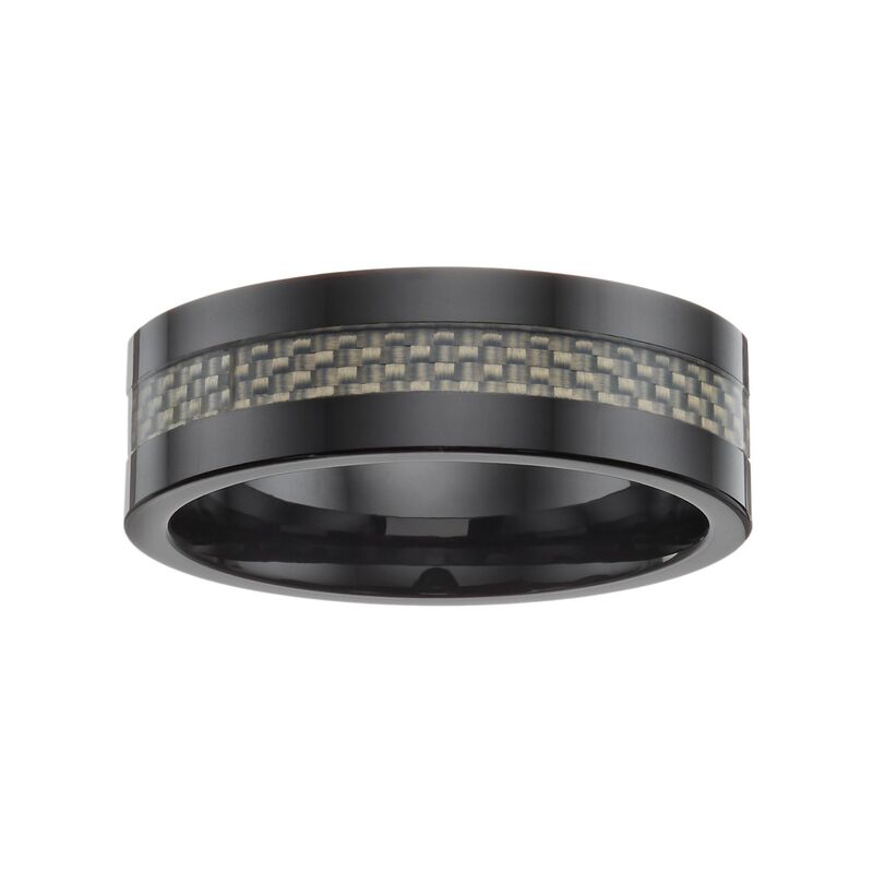 【送料無料】 アンブランデッド メンズ リング アクセサリー Black Ceramic & Carbon Fiber Band - Men Black