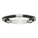 【送料無料】 アンブランデッド メンズ ブレスレット・バングル・アンクレット アクセサリー Men's Stainless Steel Black Leathe...