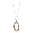 【送料無料】 アンブランデッド レディース ネックレス・チョーカー・ペンダントトップ アクセサリー Two Tone Sterling Silver Wire Wrapped Oval Adjustable Necklace Two Tone